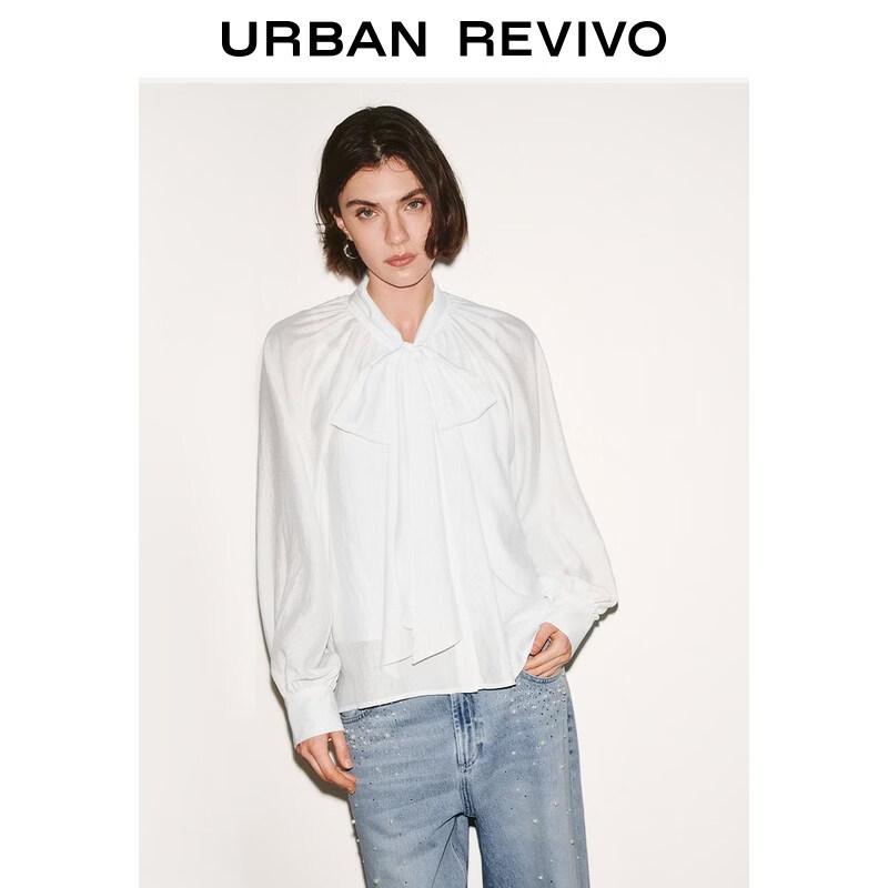 UR2026 Women s Elegant Pleated Tie-Waist Shirt XS