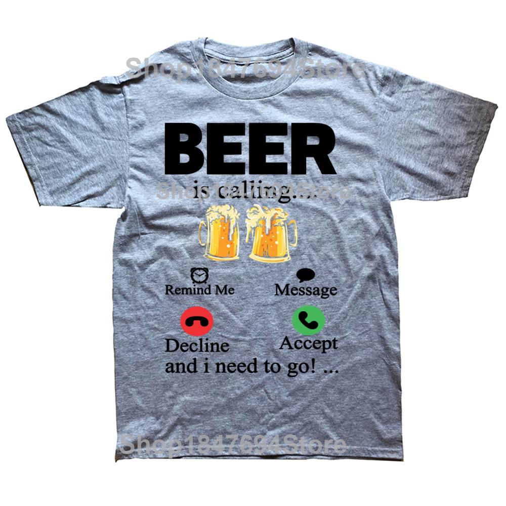 Beer Is Calling and I Must Go Printed Mens TShirt Drinking Oversized Funny Graphic Tees for Men Summer Sarcastic Humor Tops