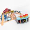 Wooden Train Station & Car Garage Toy Beech Wood Railway Bridge Compatible with All Major Track Brands