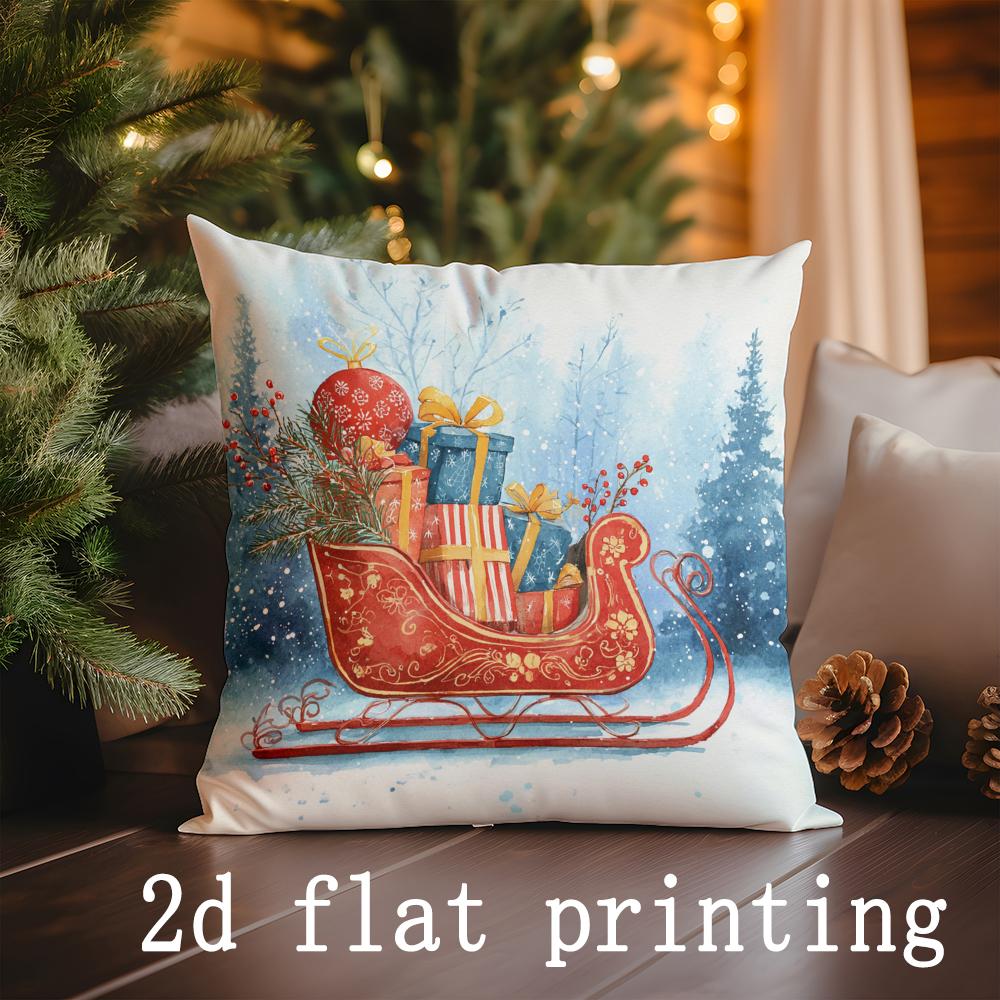 Home Decor Christmas Trees Pattern Pillowcase Suitable For Sofa Bedroom Car Pillow Cover Cushion Rectangular Back Cushion