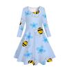 Girls' 3D Cute Bee Floral Dress Long Sleeve Summer Spring Vacation Daily Holiday Princess Beautiful Sweet Kids 4-12 Years Casual Dress A Line Dress
