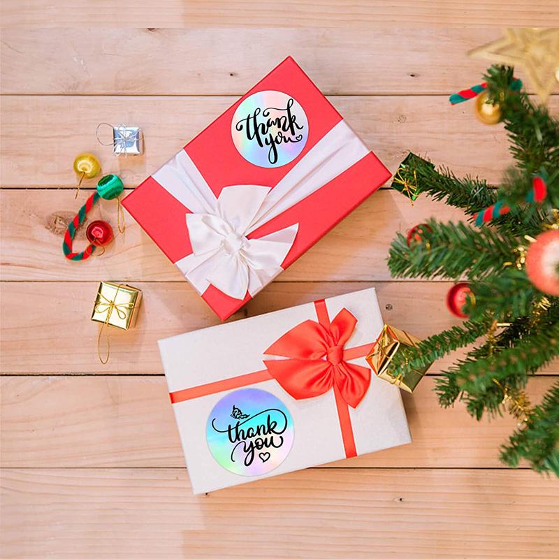 500 buc/rolă autocolante impermeabile cu mesaje laser „Vă mulțumesc” – Etichete decorative autoadezive