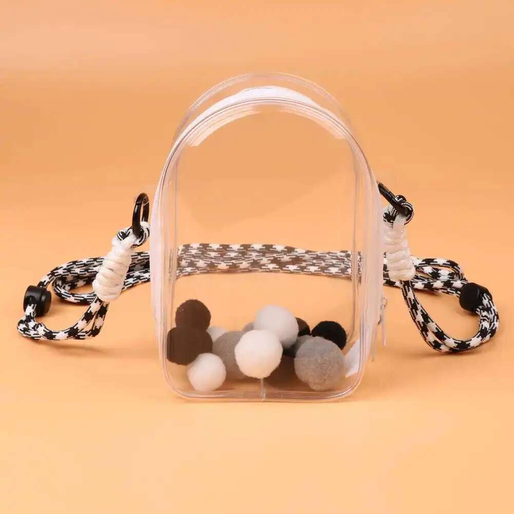 Labubu Protect Case Labubu Sitting Party 15cm Cotton Doll Shoulder Pain Bag PVC Storage Bag Labubu
