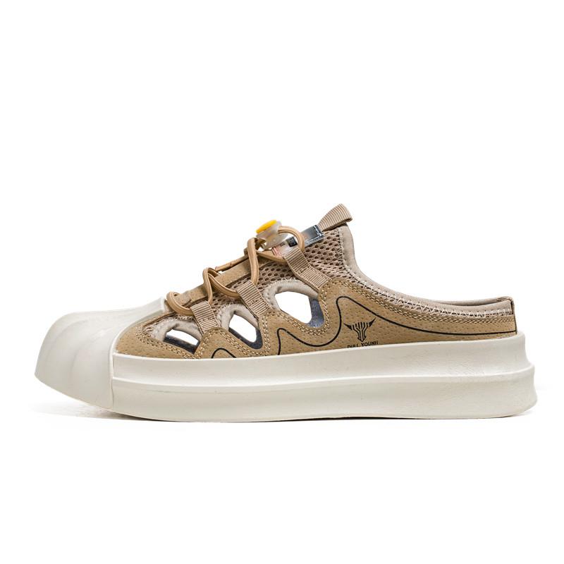 

Модные летние мужские повседневные туфли с ракушечным носком, дышащие сетчатые полутапочки, кроссовки для мужчин, удобные вулканизированные туфли, мужская обувь без застежек 39