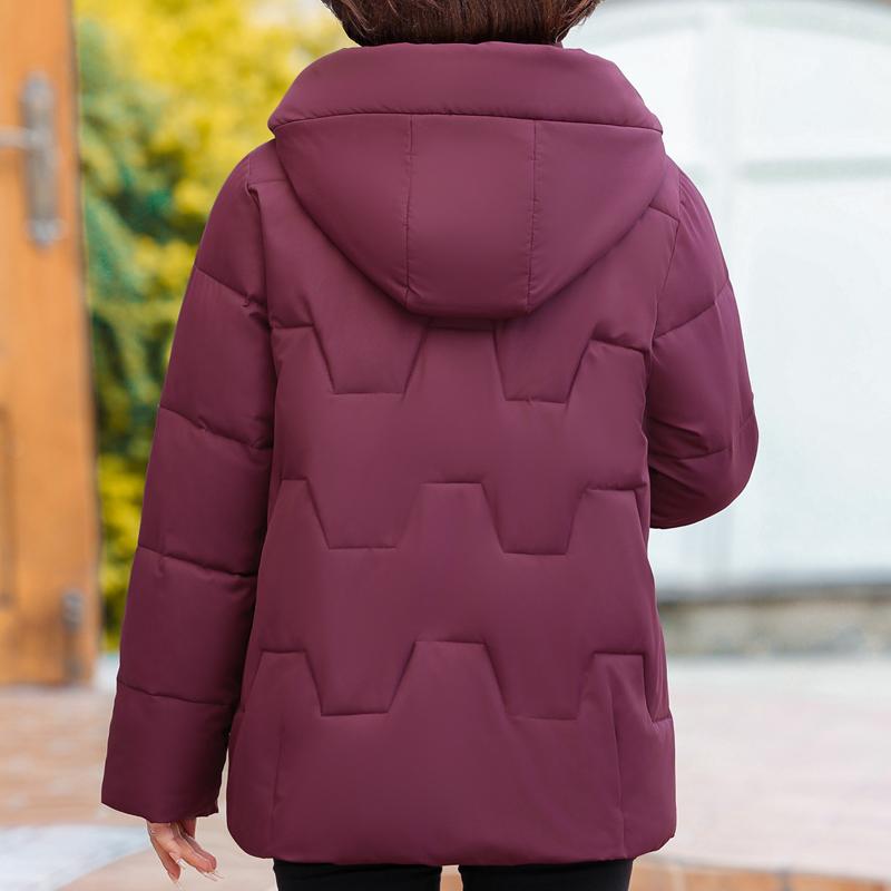 Jaquetas de Senhora de Meia Idade Casacos Curtos de Inverno com Capuz Elegantes Quentes Grossos Tamanho Plus Parkas para Mulheres Agasalhos