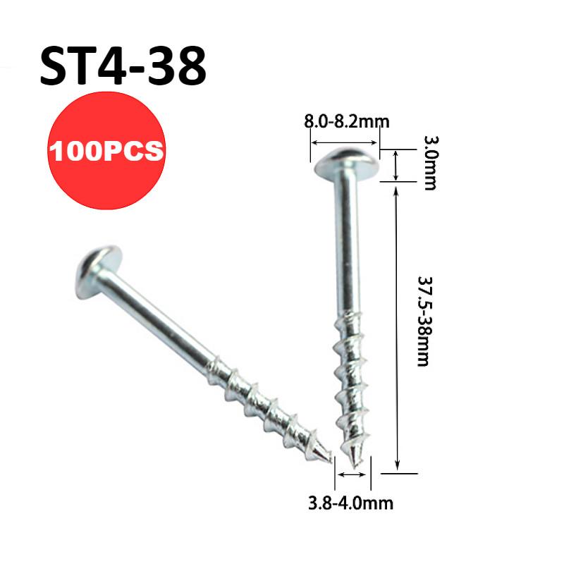 100pcs Woodworking Antirust Oblique Hole Self-tapping Screws High Strength Galvanized Nails for Pocket Hole Jig ST4-25 ST4-38