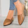 Fashion Vintage Leather Pointed Flat Shoes 2025 Women's Large Soft Sole Comfortable Spring and Summer Slip-on Casual Small Leather Shoes