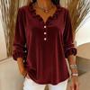 Women's Corduroy Ruffle Collar V-Neck Long Sleeve Top
