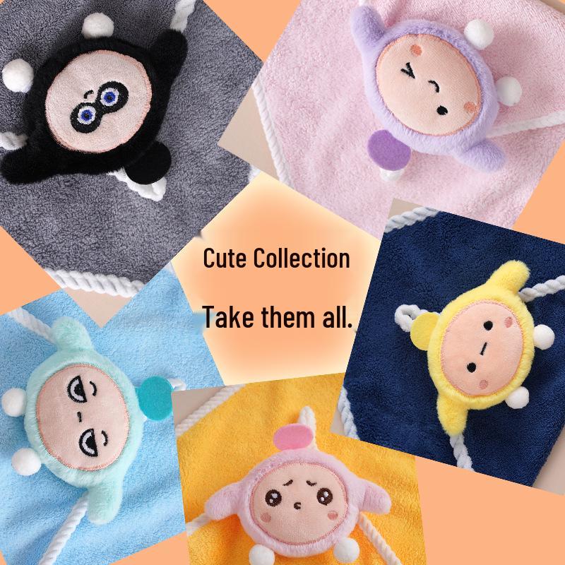 Coral Fleece Cute Cartoon Children's Hand Towel - Thick, Absorbent Small Square Towel