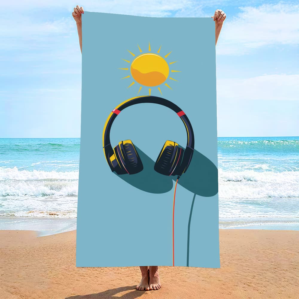Coastal Beach Umbrella Sunblock Print Microfiber Towel for Men Women Summer Vacation Beach Pool Gym Camping Daily Use