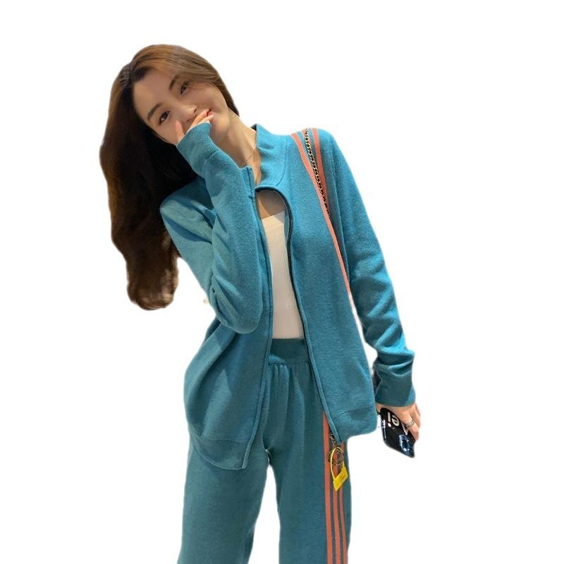 Ensemble Sportif Mode pour Femmes en Début d'Automne, Manteau Lâche Décontracté, Cardigan Réduisant l'Âge Style Étranger Ensemble Deux Pièces