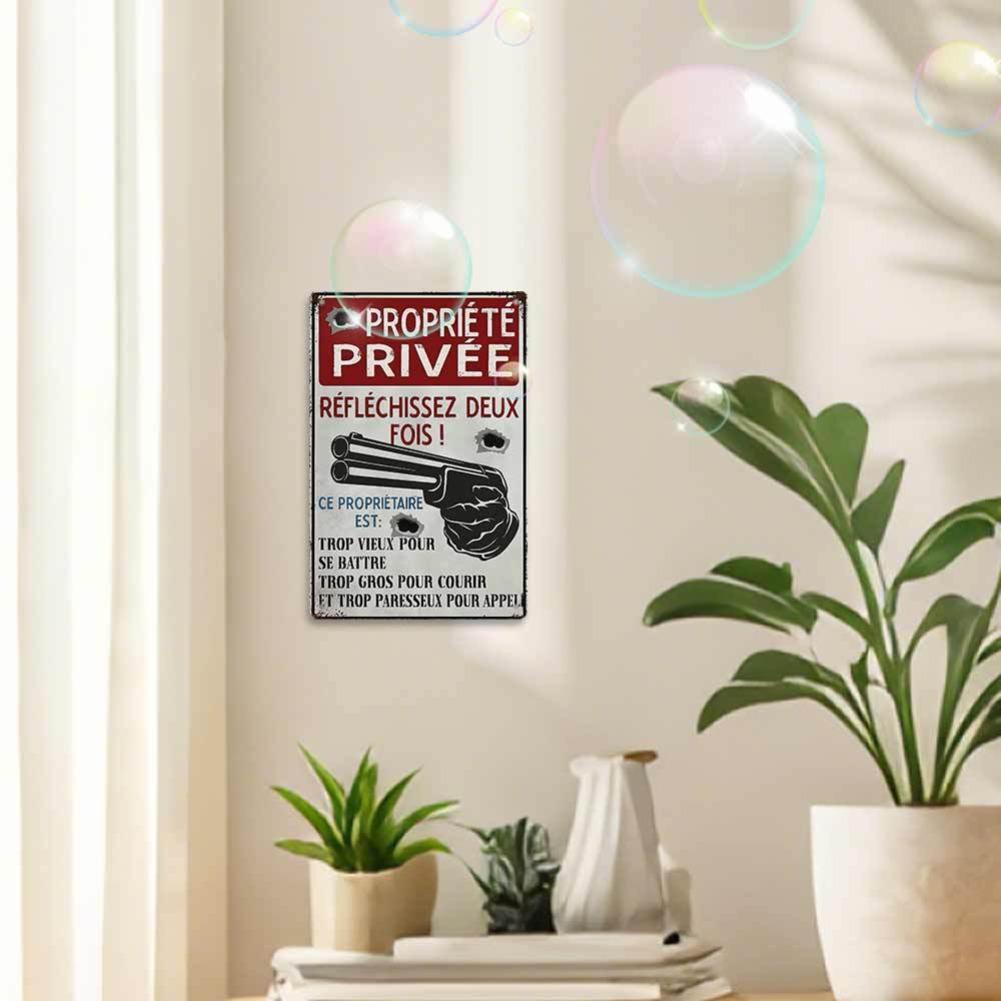 2D Flat, 1pc Vintage French "Private" Metal Sign - Rustic 2D Flat Wall Art for Home, Farmhouse, Club