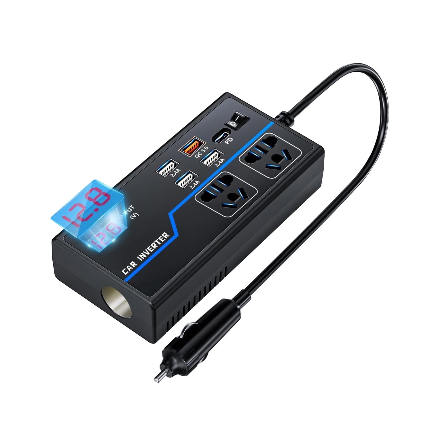 

eppfun 200W Car Inverter, Converter, Replace DC to AC 110V, Corrected Sine Wave, чорний