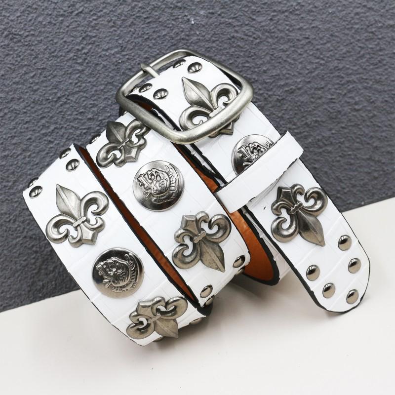 Original Punk Belt Men Women Skull Rivet Snake PU Leather Needle Buckle 105-125cm
