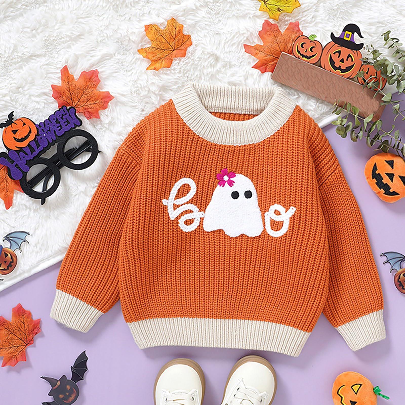 

Halloween Sweaters Baby Boy Girl Pumpkin Knitted Sweater Kids Fall Winter Warm Cute Pullover Sweatshirt 98 оранжевый