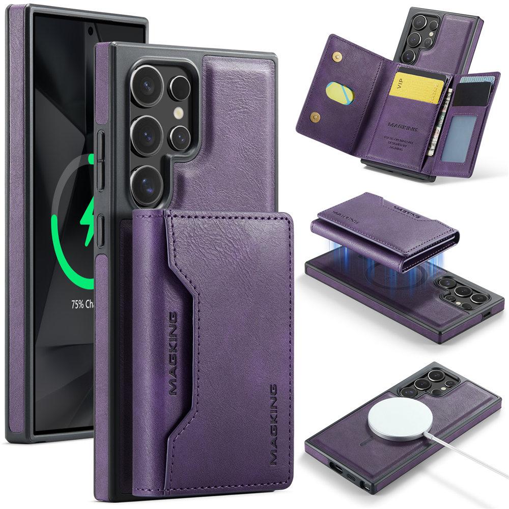 2 in 1 Magnetisch Für Magsafe Kabelloses Laden Kartenfach Lederhülle Für Samsung Galaxy S24 S23 Ultra S24 Plus Brieftaschenhülle