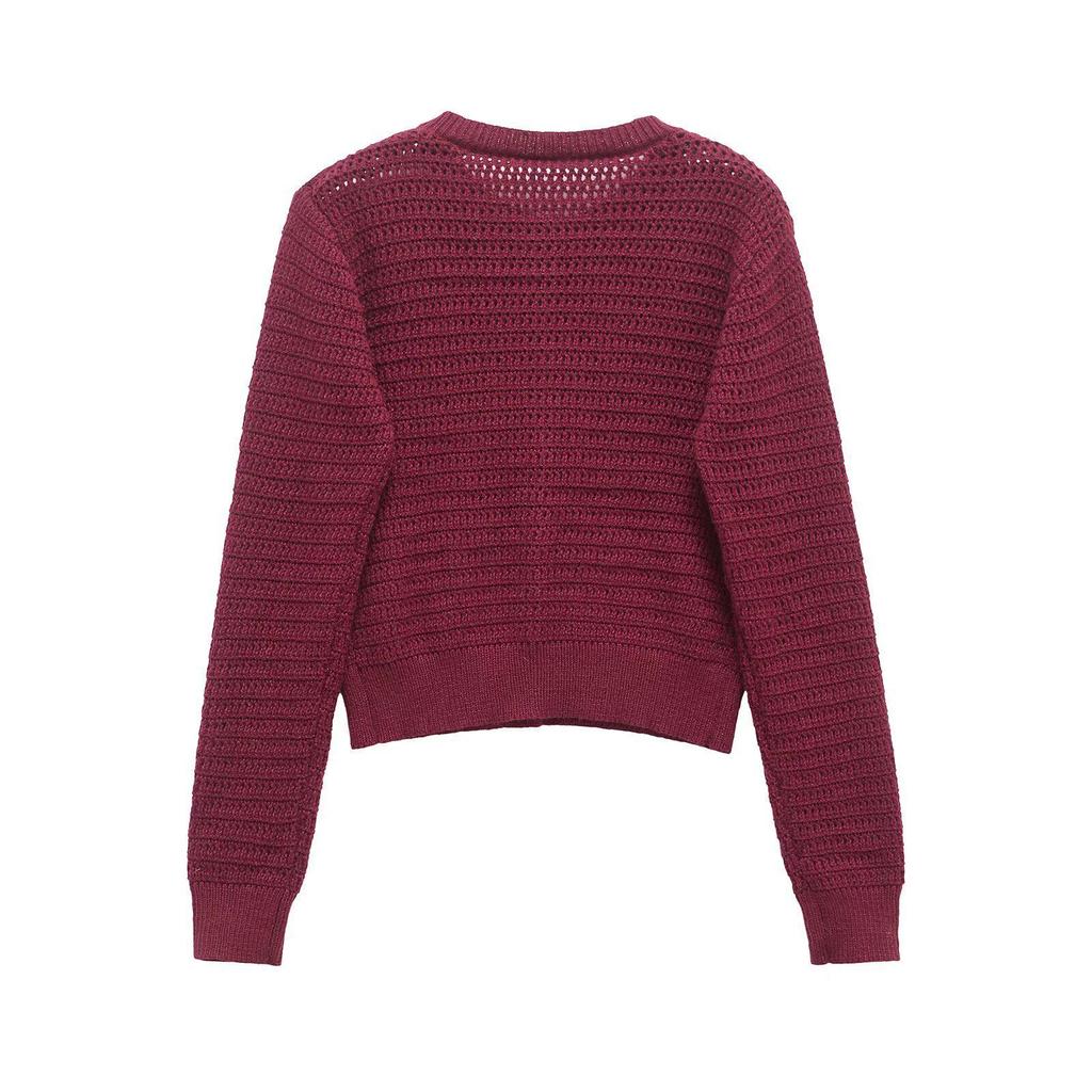 2025 Spring Women's Slim Knit Cardigan - Elegant, Versatile, Round Neck, Long Sleeve