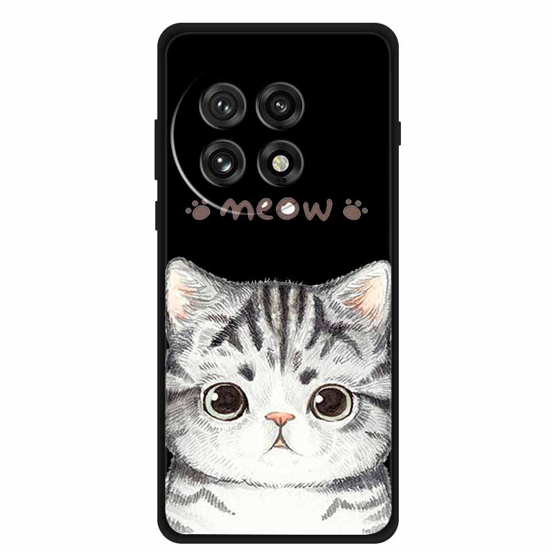 Black Silicone Case For OnePlus 13 5G Case Cartoon Cat Soft Back Cover For OnePlus Ace5 5G Ace 5 Pro 13R Phone Case Shell Coque
