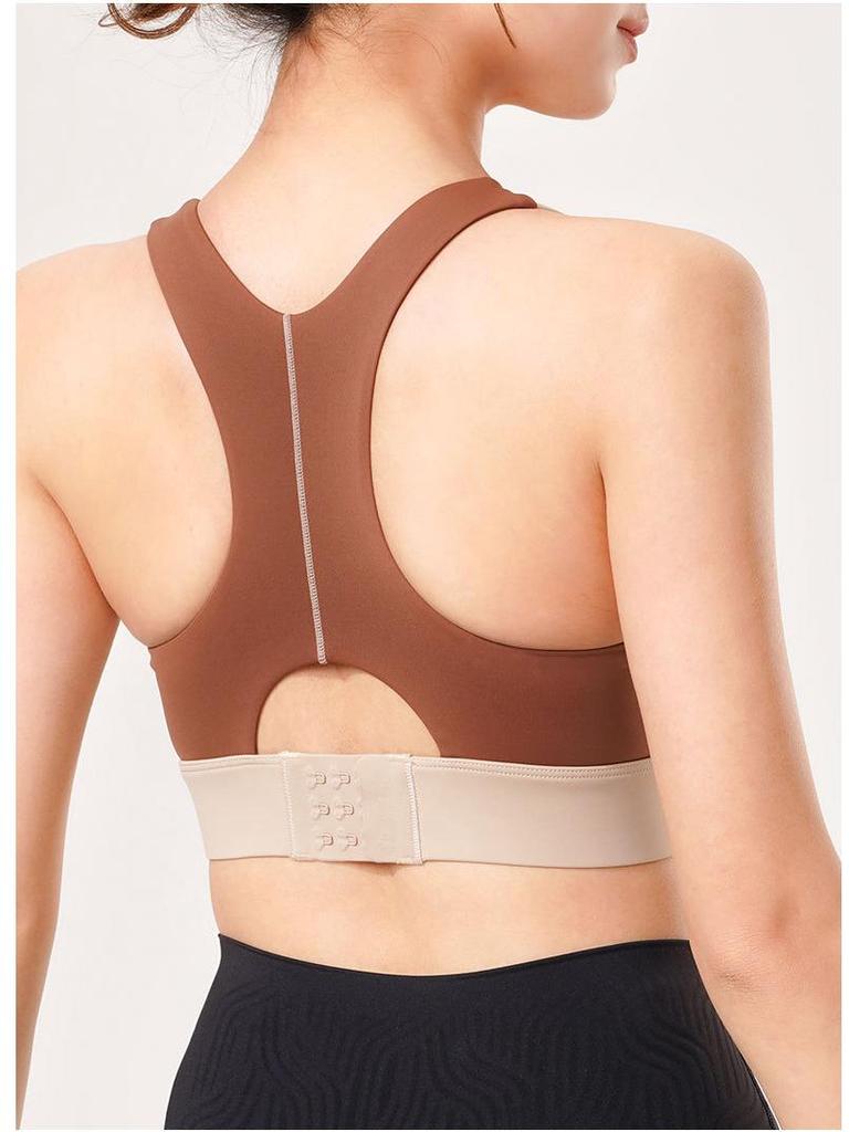 Autumn-Winter Colorblock Sports Bra: High-Intensity Support for Running & Yoga