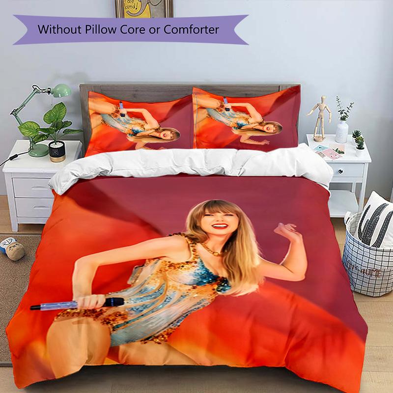 3pcs Taylor Swift pattern bedding set duvet cover set includes duvet cover &pillowcases, perfect all season bedroom decoration & gift