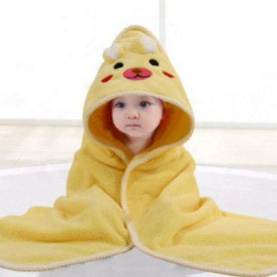 Newborn Cartoon Hooded Swaddle Blanket - Absorbent Coral Fleece for Spring & Autumn