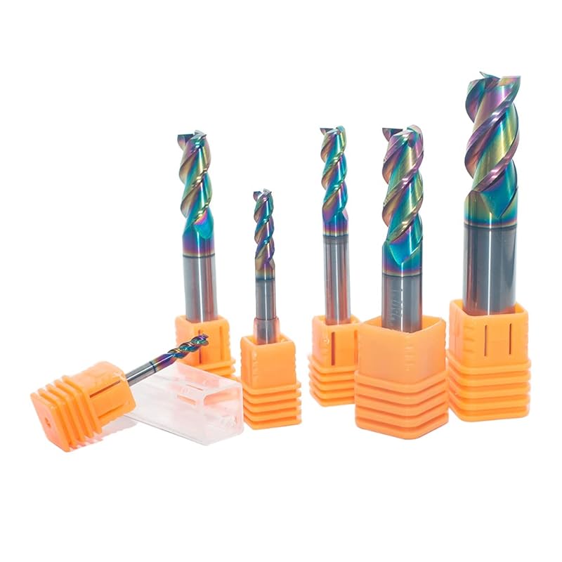 1/4" Extra Long Carbide Square End Mill for Aluminum, Copper Alloy, Plastic, 4" Overall Length End Mill Bits, 3 Flute HRC 55 Deg DLC Coating, CNC