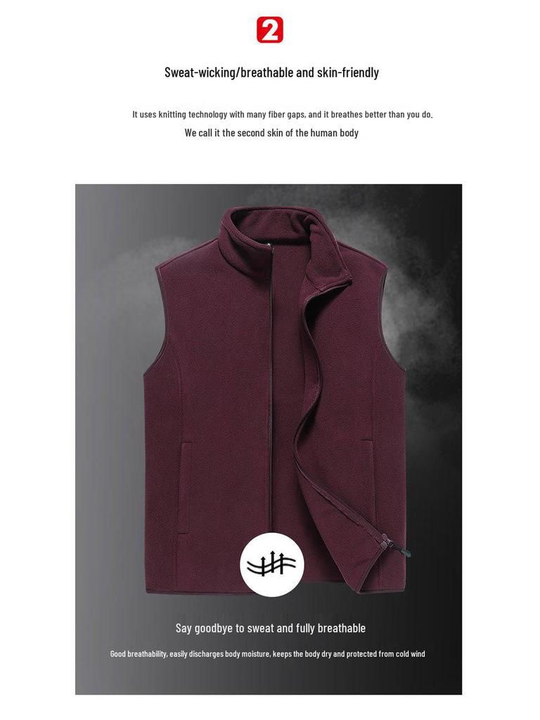 Herren Plus Size Wendeweste mit Stehkragen aus Fleece