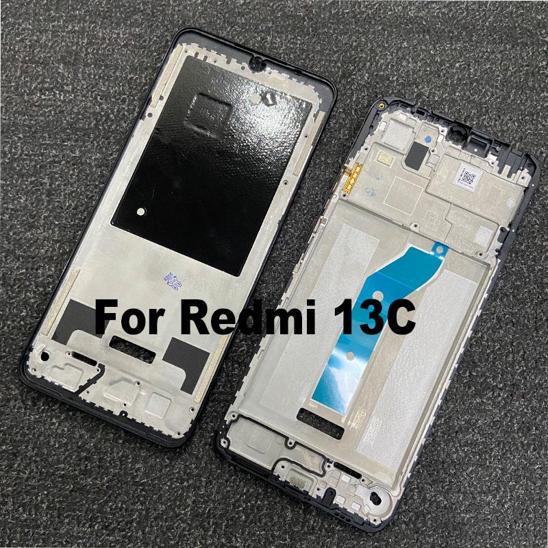 New For Xiaomi Redmi 13C Front Bezel Middle Frame Back Housing Mid Plate Replacement For Poco C65