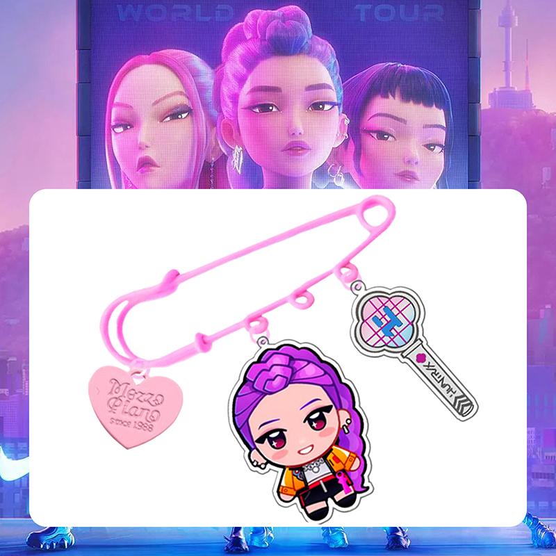 Kpop Demon Hunters Brooch Acrylic Printing Pendant Cartoon Cute Anime Peripheral Pins Bag Hat Clothes Accessories Fans Gift