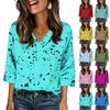 Womens 3/4 Length Sleeves Shirts V-Neck Satin Loose Dressy Trendy T-Shirt Pullover Blouse Tops