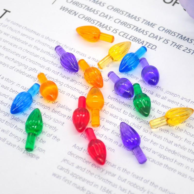 100 Stück Kunststoff Glühbirnen Flammenform Licht Ornament Mehrfarbig Ersatz Glühbirnen für Neujahrsparty Heimdeko