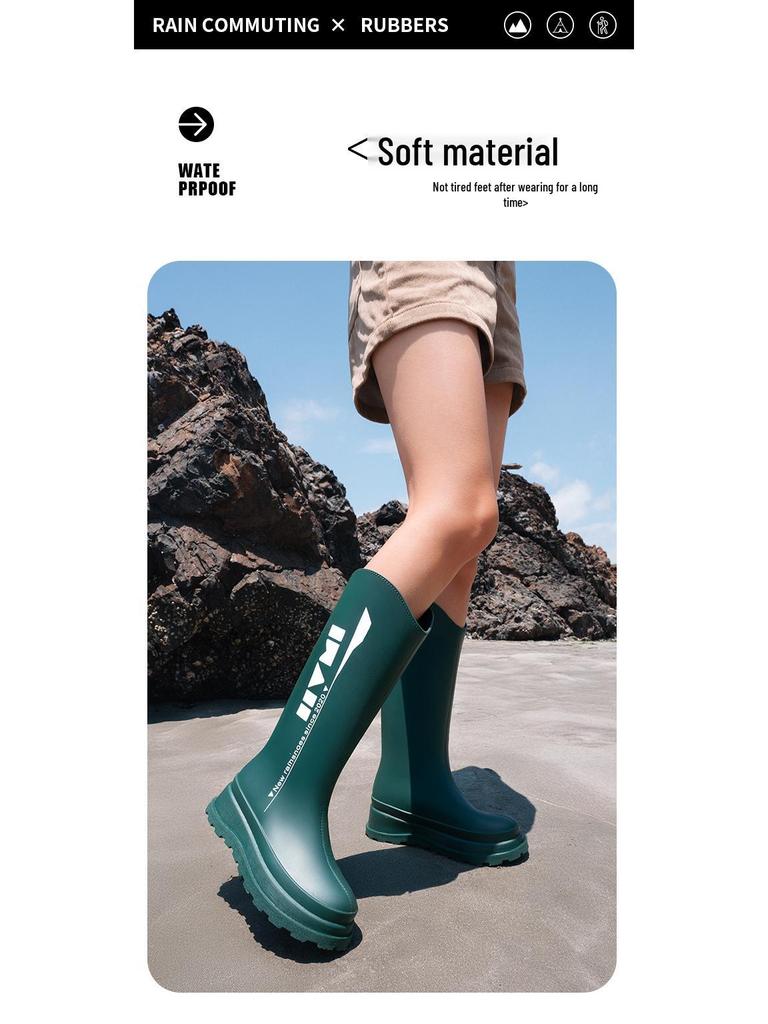 Damen Hohe Rutschfeste Gummistiefel - Wasserdichte Gummischuhe für Alle Jahreszeiten
