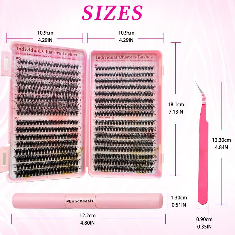 Natural Cluster Feather Lash Kit Segmented Eyelash Lash Glue Eyelash Grafting Kit Lash Extension Essential With Mix Effortless