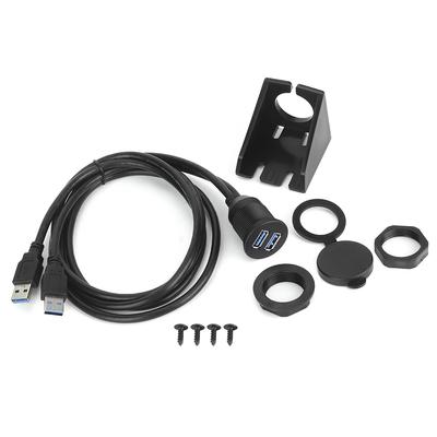 Dual USB3.0 Data Cable Dashboard Flush Mount Panel Extension Line Waterproof 1 Meter39.4in