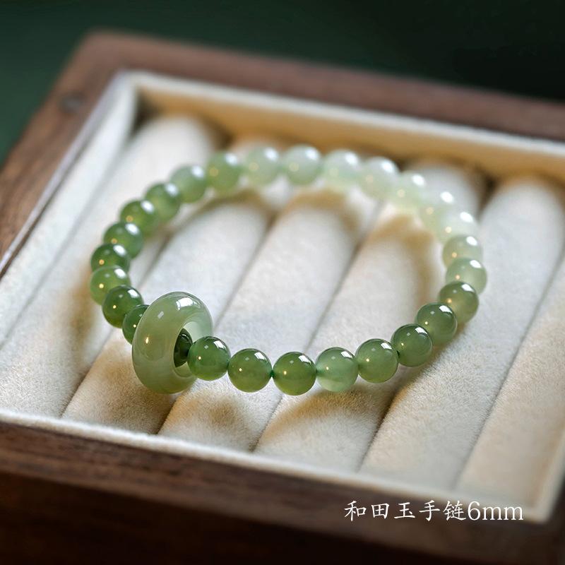 Natural Hetian Jade Bracelet In Clear Water Color and Lake Green, Women's Summer High-Quality Versatile Gift for Best Friends Bracelet