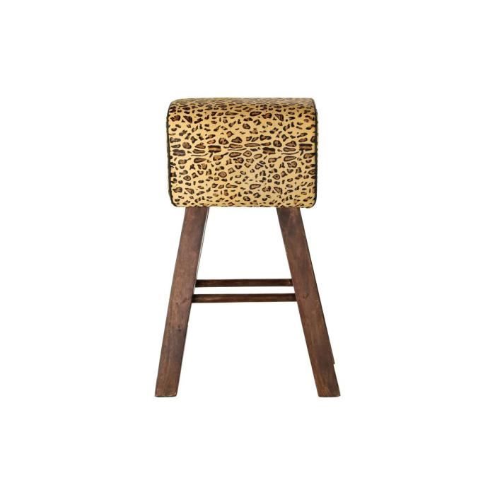 Tabouret - Marque inconnue - Noir - Cuir Marron - 43x35x75 cm