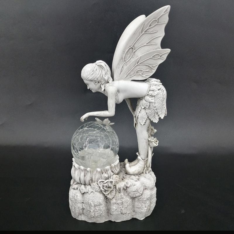 Angel Garden Figurine Outdoor Garden Statue Fairy Garden Figurine with LED Solar Light for Garden Lawn Yard Decoration
