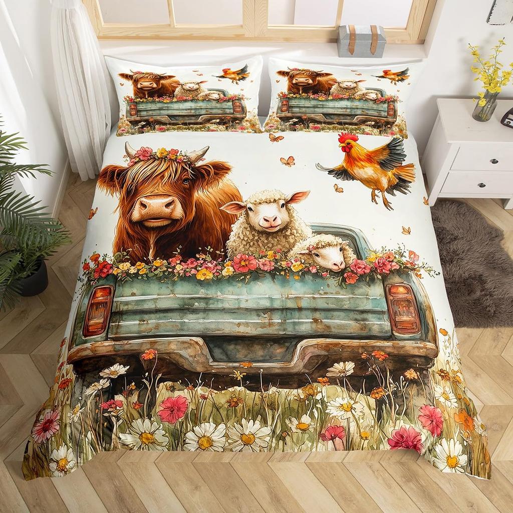 Cow Duvet Cover Sets For Children Comforter Covers Lightweight Down Room Decor Queen Size 2 Pillowcases 1 Duvet Cover No Quilt