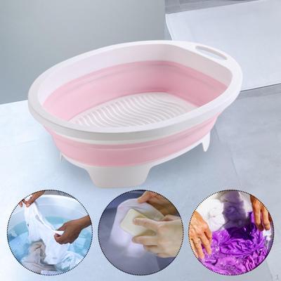 Washboard Basin Fold Washtub Space Saving for Bathroom Home Household Laundry Room