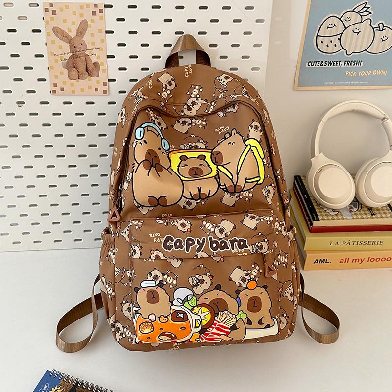 2025 Trendy Capybara Print Backpack: Cute, Fashionable, Versatile Double Shoulder Bag with Large Capacity for Students