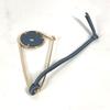 LOEWE Accessories Brooch Metal / Leather Gold/blue Unused