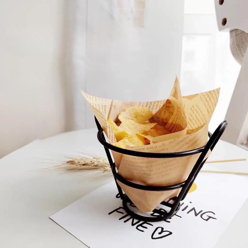 American Cutlery French Fry Basket, Snack Basket, Fried Snack Basket, Chicken Wing Double Ear Black Small Fry Basket, Food Storage Rack