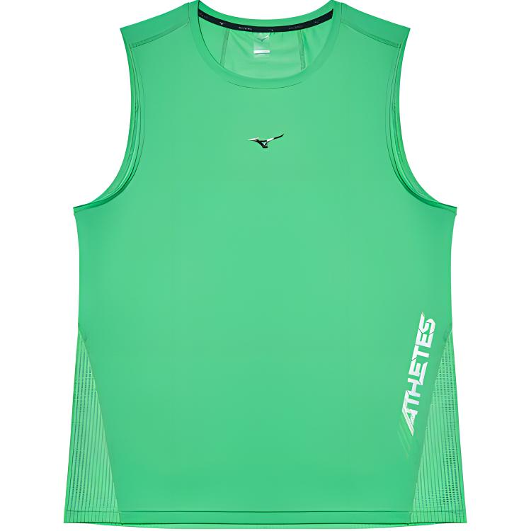 

Mizuno Performance Series SS24 Letter Print Pattern Round Neck Pullover Moisture-Wicking Running Training Vest Men Tops Neon-Green J2CA41P9-30