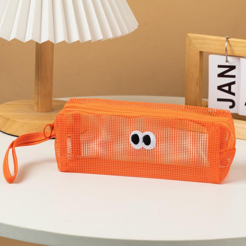Bean Bean Cute Korean Style Large Capacity Mesh Pencil Case – Portable and Simple for Students