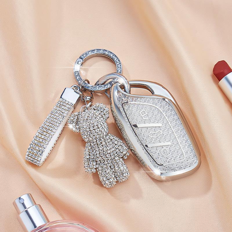 Étui Porte-Clés en TPU Motiflosange Blanc pour MG 4 2023 Mg4 Ev MG HS GT ZS EV ZX MG5 MG6 Roewe RX3 RX5 RX8 ERX5 I6 I5 Housse de Clé Sac Porte-Clés