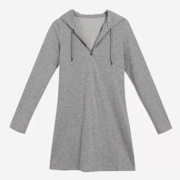 Plus Size Women's Hooded Sweater Dress for Autumn/Winter - Medium to Long Length, Loose Fit, Slim Bottoming Style