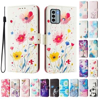 Flower Luxury Painted Leather Case Wallet Book Style Cover for Nokia C12,C32,C02,C22,G22,G11 4G,G21,G42,G10,G20,C10,C20,HMD Pulse...