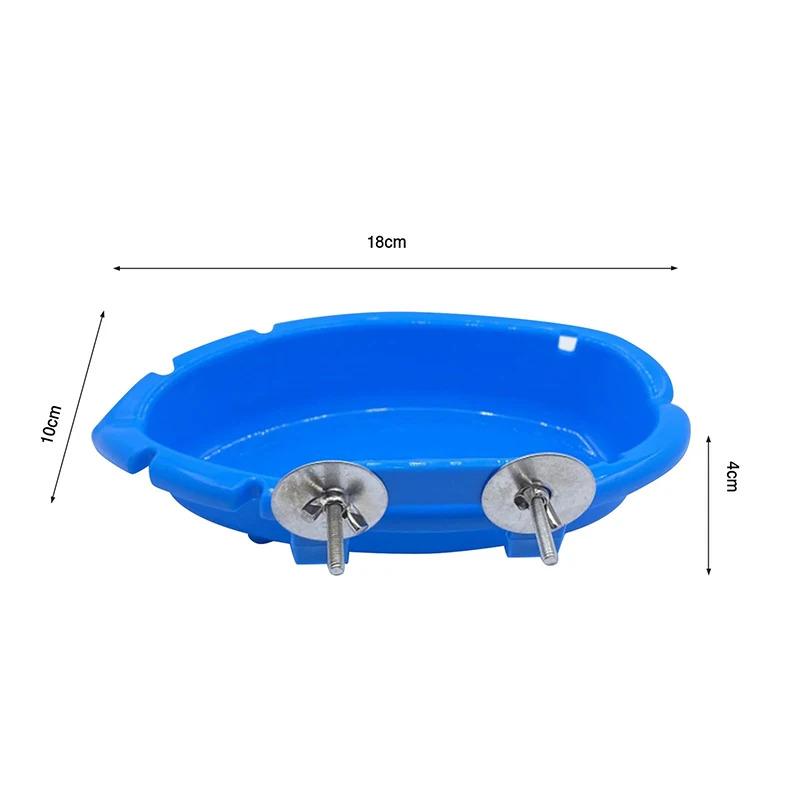 Parrot Food Tray Multi-functional Creative Blue Bathtub-style Animal Cage Standing Cleaning and Shower Box Bird Toy Pet Cleaning