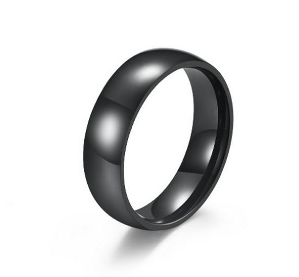 2024 Gold Plated Titanium Steel Couple Rings: 2/4/6/8mm Round Arc Design