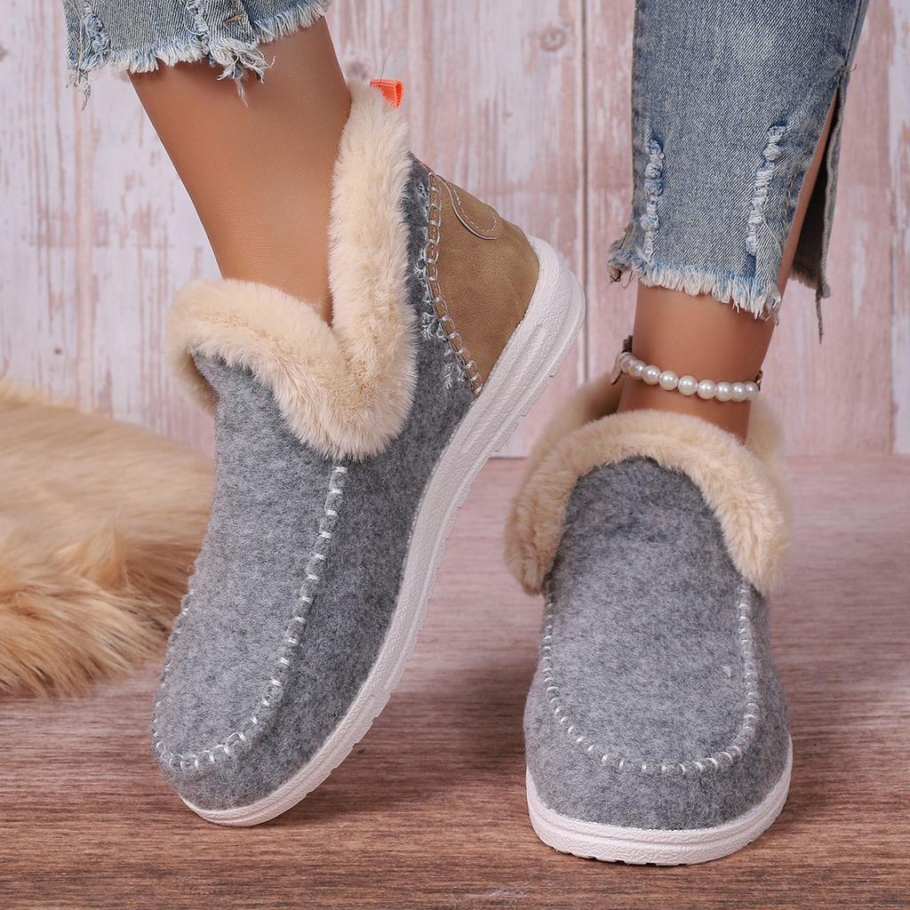 New winter women's cotton shoes large size plush thickened burrs warm snow boots flat cotton shoes
